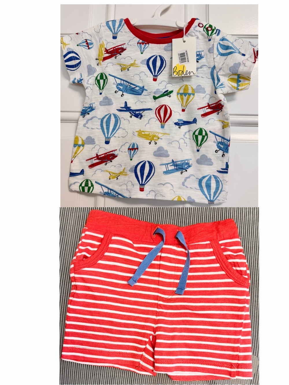 NWT Baby Boden Hot Air Balloon T shirt and shorts 6-9M